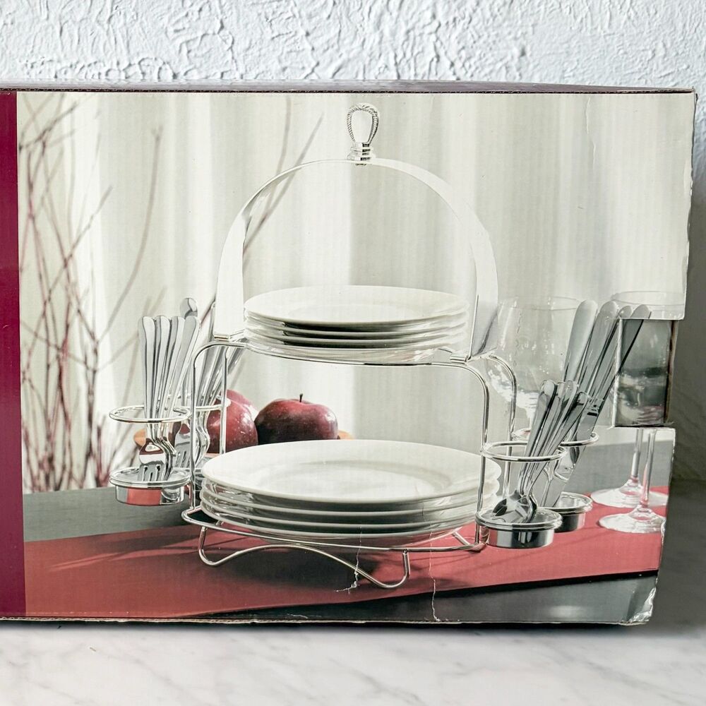 Silverplated Buffet Rack Plate & Flatware Holder Serving Caddy Wallace Ashcroft